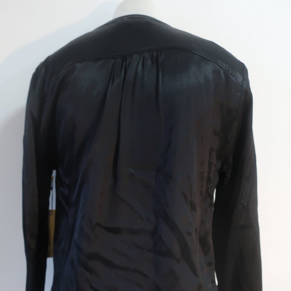 NWT Womens Nation LTD Black (Item-35) Ella Satin Cut Away Henley Satin Blouse XS - Picture 10 of 13